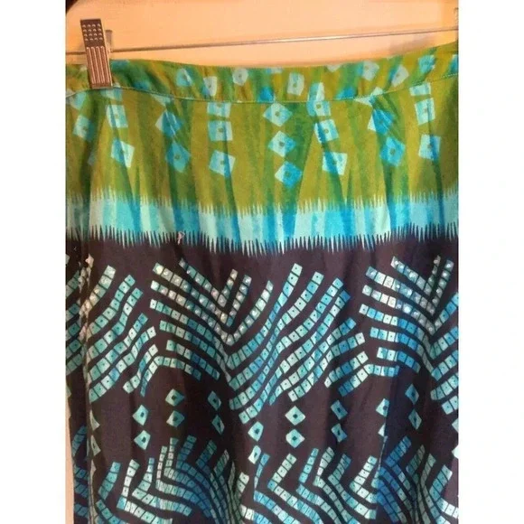Mirasol Skirt Maxi Blue Green Rhinestones Sz M Waist 30 Length 37 - Picture 2 of 8